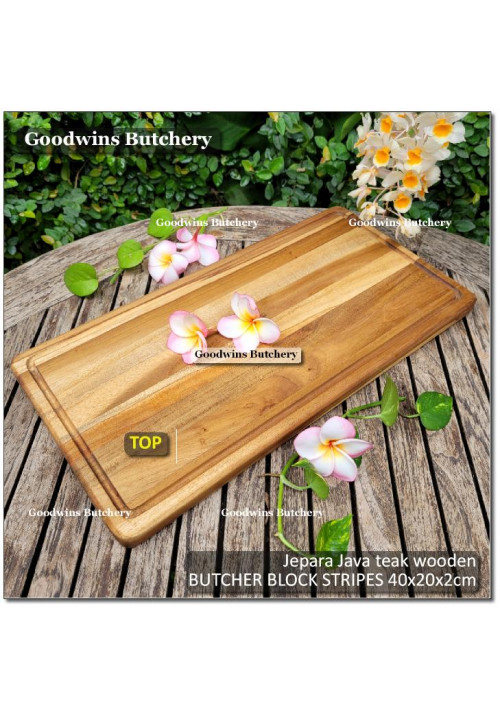 Cutting board butcher block STRIPES RECTANGLE 40x20x2cm +/-1.2kg talenan kayu jati Jepara